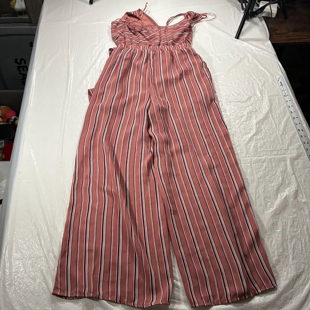 Sienna Sky Jumpsuit Vertical Striped Pink Red XS
